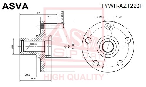 Ступица 12 <b>ASVA TYWHAZT220F</b> - изображение