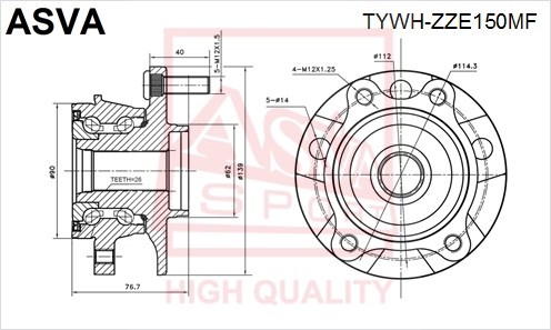 Ступица <b>ASVA TYWHZZE150MF</b> - изображение