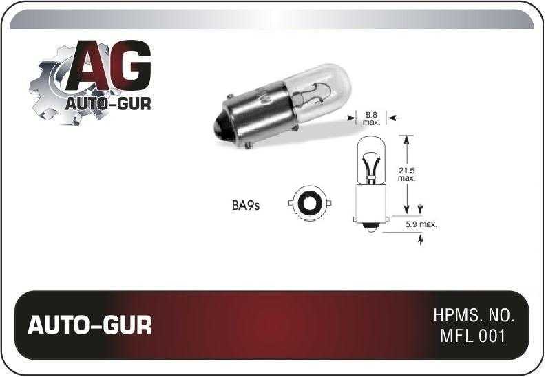 Лампа BA9S T4W 12V галоген <b>AUTO-GUR AGBA9S</b> - изображение