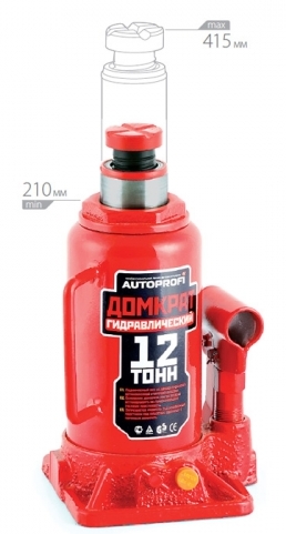Домкрат гидравлический бутылочный 12 т Autoprofi DG-12 - изображение 1