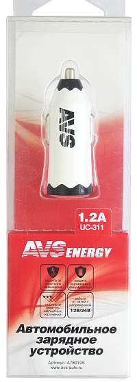 Зарядное устройство от прикуривателя AVS UC-311 (1 USB-разъем, 1,2A) - изображение 2