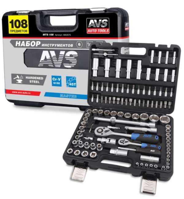 Набор инструментов 1/4", 1/2" (6 гран., 108 предм.) AVS MASTER MTS-108 - изображение Набор инструментов 1/4", 1/2" (6 гран., 108 предм.) AVS MASTER MTS-108 - изображение