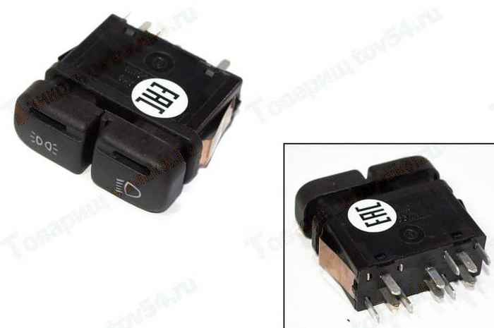 Выключатель света ВАЗ 2115, 2123 Шеви Нива, 2110 нового образца 2-х клавишный <b>АВТОАРМАТУРА 30.3769</b> - изображение