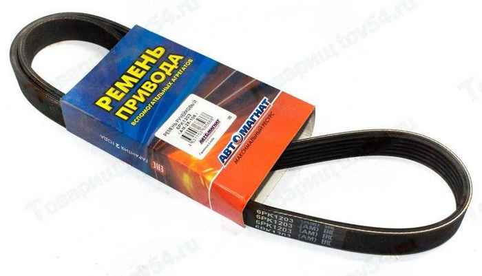 Ремень LADA Largus, Renault Logan 16V с ГУР и кондиционером <b>АВТОМАГНАТ 6PK1203</b> - изображение