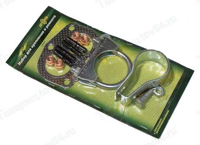 Ремкомплект приемной трубы ВАЗ 2101-2107 (хомуты, крепеж, прокладка БЦМ) <b>АВТОРЕМ 0603д</b> - изображение