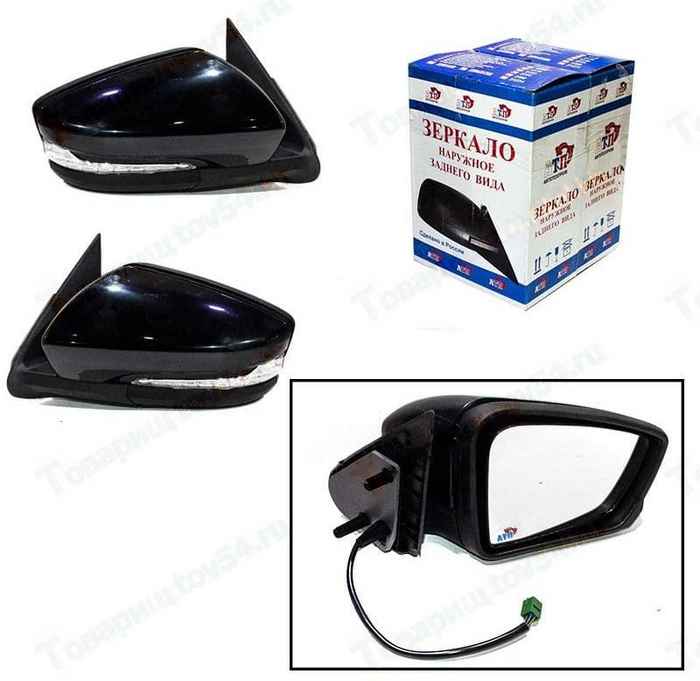 Зеркало заднего вида наружное ВАЗ 2191 Гранта электропривод, обогрев, поворотник бегущий/ (комплект 2шт) <b>АВТОТЕХПРОМ 2191-8201004/05 эк,об,пов бег</b> - изображение