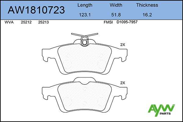 Колодки тормозные задние FORD C-Max 2010>, Focus 2011> <b>AYWIPARTS AW1810723</b> - изображение 1