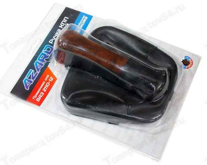 Ручка рычага КПП ВАЗ 2110 с чехлом и рамкой (искуств.кожа) дерево <b>AZARD КПП00018</b> - изображение Ручка рычага КПП ВАЗ 2110 с чехлом и рамкой (искуств.кожа) дерево <b>AZARD КПП00018</b> - изображение