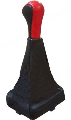 Ручка рычага КПП ВАЗ 2113-2115 с чехлом и рамкой (натуральная кожа) красный <b>AZARD КПП00072</b> - изображение