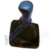 Ручка рычага КПП ВАЗ 2170 Приора с чехлом и рамкой (натуральная кожа) синий <b>AZARD КПП00131</b> - изображение