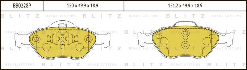 Колодки тормозные дисковые <b>BLITZ BB0228P</b> - изображение Колодки тормозные дисковые <b>BLITZ BB0228P</b> - изображение