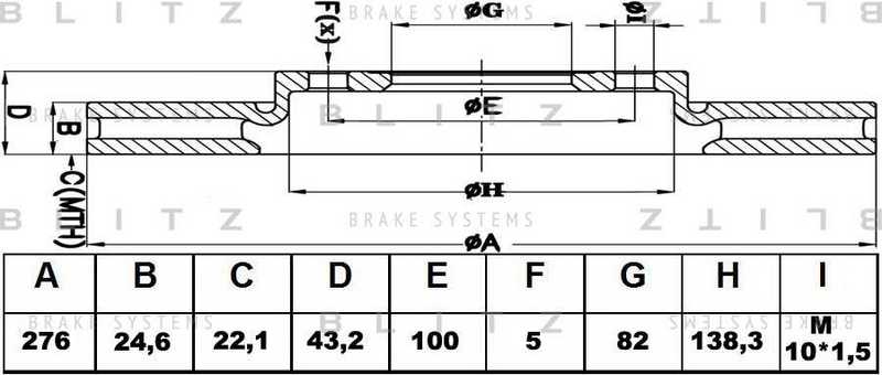 Диск тормозной <b>BLITZ BS0109</b> - изображение Диск тормозной <b>BLITZ BS0109</b> - изображение