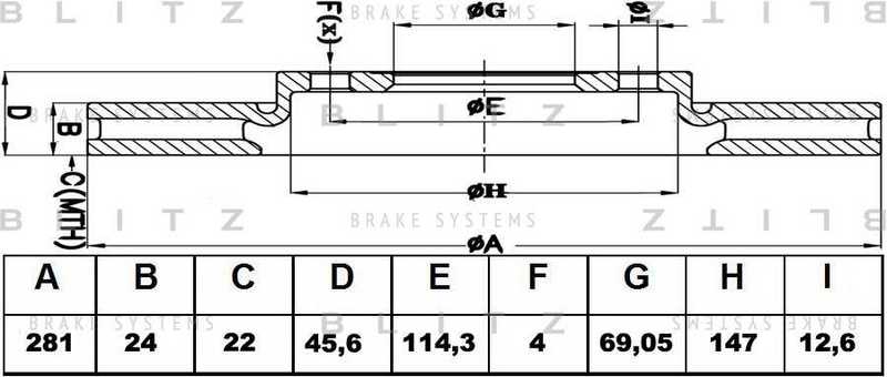 Диск тормозной <b>BLITZ BS0123</b> - изображение Диск тормозной <b>BLITZ BS0123</b> - изображение