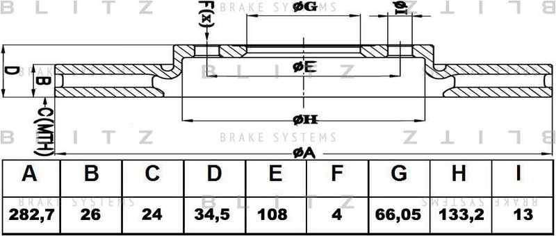 Диск тормозной <b>BLITZ BS0167</b> - изображение Диск тормозной <b>BLITZ BS0167</b> - изображение