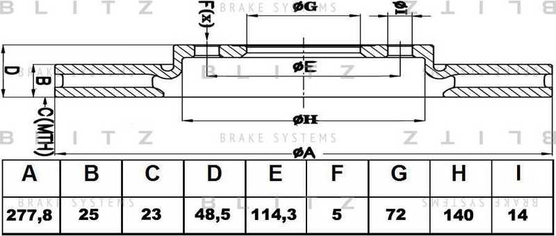 Диск тормозной <b>BLITZ BS0205</b> - изображение