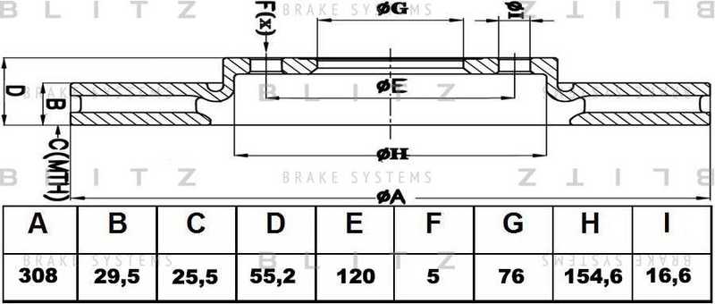 Диск тормозной <b>BLITZ BS0212</b> - изображение