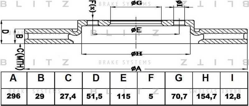 Диск тормозной <b>BLITZ BS0227</b> - изображение