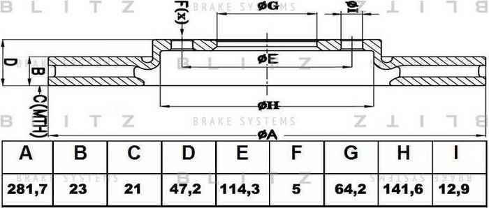 Диск тормозной <b>BLITZ BS0253</b> - изображение