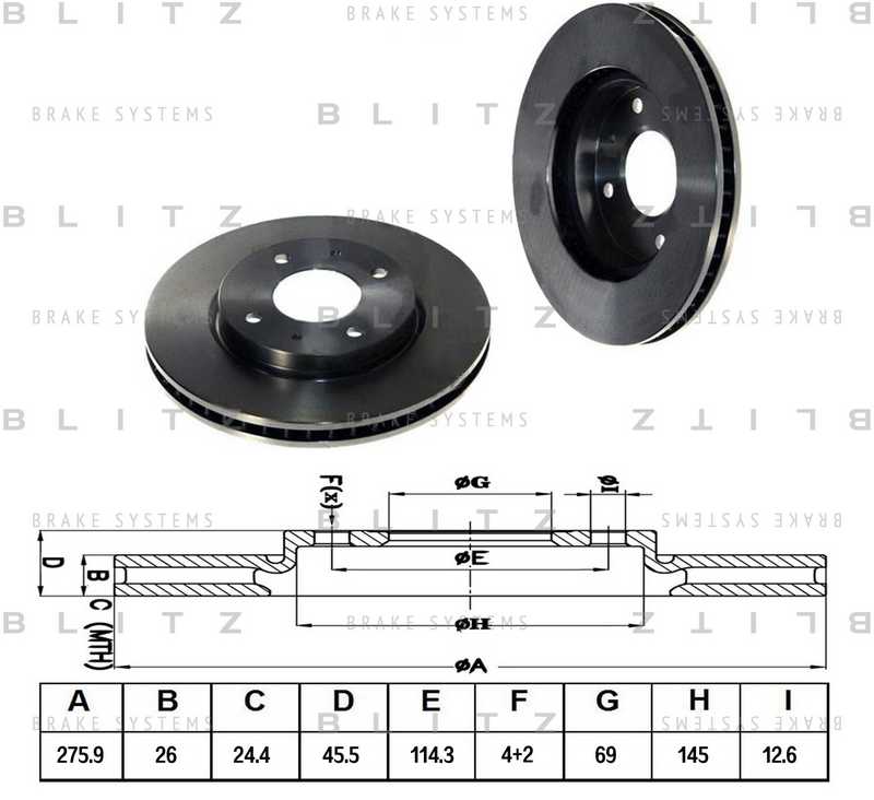 Диск тормозной <b>BLITZ BS0284</b> - изображение Диск тормозной <b>BLITZ BS0284</b> - изображение