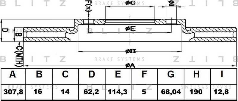 Диск тормозной <b>BLITZ BS0307</b> - изображение
