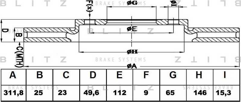 Диск тормозной <b>BLITZ BS0339</b> - изображение Диск тормозной <b>BLITZ BS0339</b> - изображение