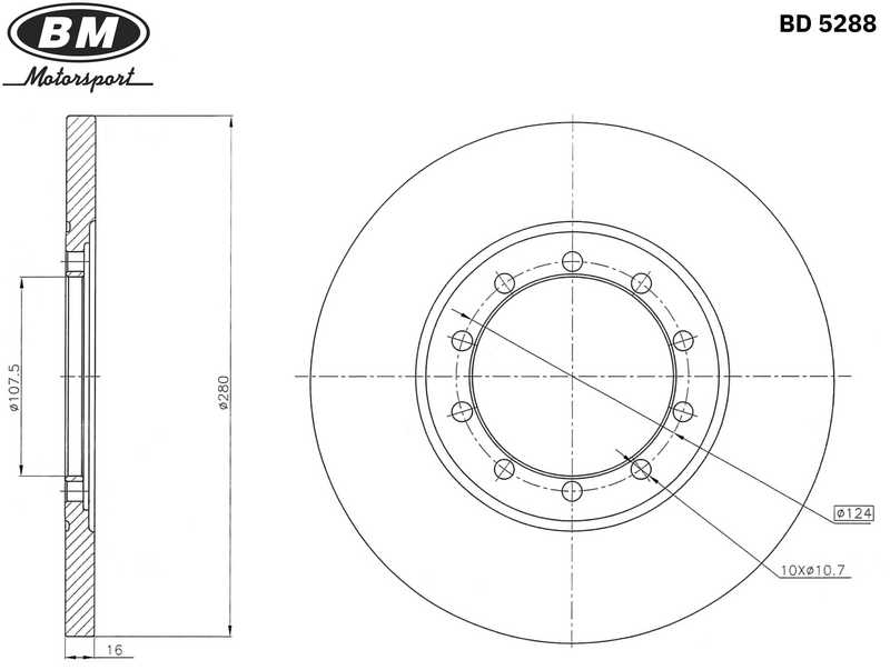 Диск тормозной задний (1шт.) <b>BM-MOTORSPORT BD5288</b> - изображение 1