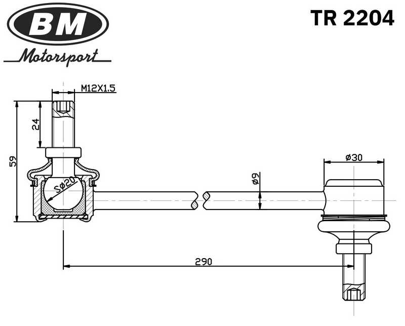 Стойка стабилизатора переднего, праваялевая для TRANSIT, BM <b>BM-MOTORSPORT TR2204</b> - изображение 1