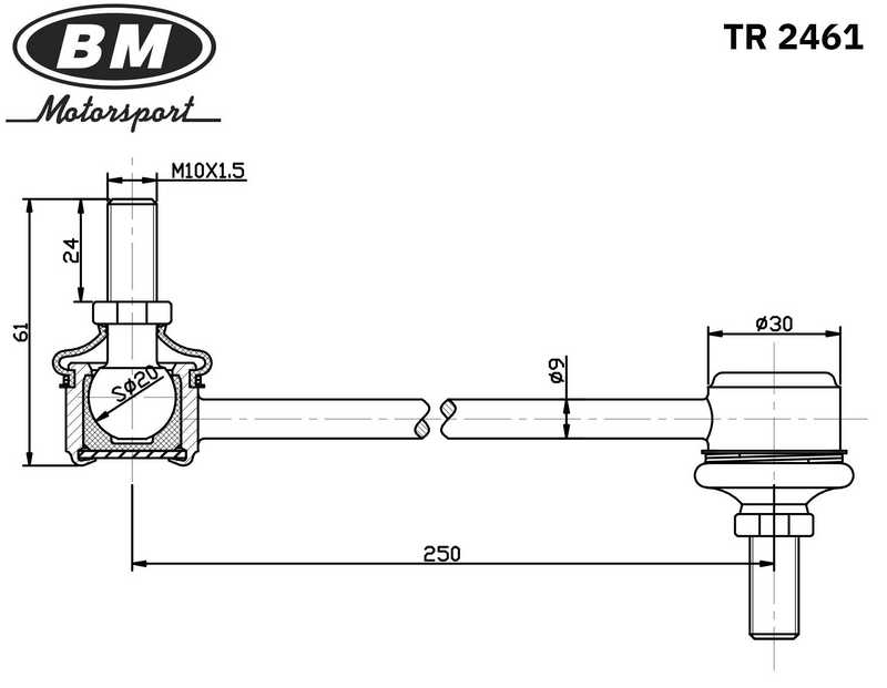 Стойка стабилизатора переднего, праваялевая, BM <b>BM-MOTORSPORT TR2461</b> - изображение 1