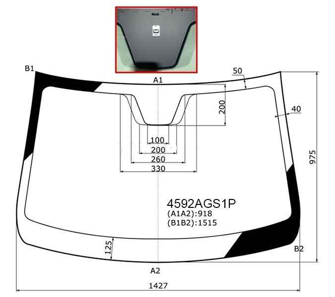 Стекло лобовое LADA Vesta 22 / Aura 24- БОРСТЕК без полосы-светофильтра БОРСТЕК 4592AGS1P - изображение
