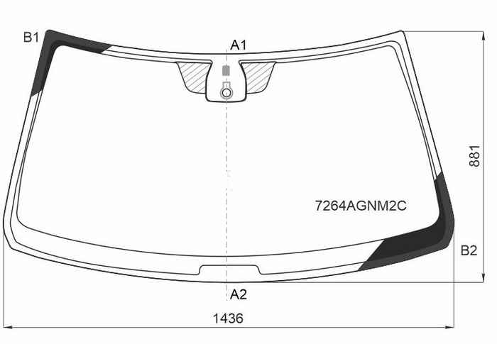 Стекло лобовое LADA Largus 21- / Largus Cross 21-22 местто под датчик дождя БОРСТЕК 7264AGNM2C - изображение