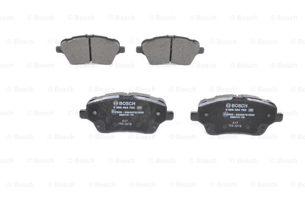 Колодки тормозные дисковые передние <b>BOSCH 0986494792</b> - изображение Колодки тормозные дисковые передние <b>BOSCH 0986494792</b> - изображение