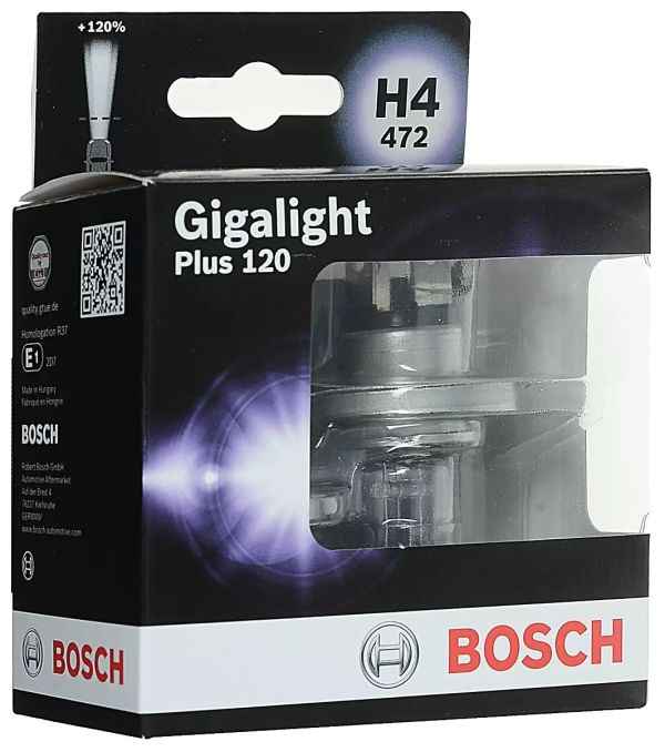 Лампа накаливания H4 12В 60/55Вт +120% комплект 2шт BOSCH GigaLight Plus 120 1 987 301 106 - изображение 2