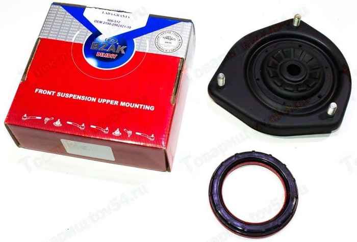 Опора передней стойки ВАЗ 2190 Гранта без ЭУР (смещ. оси 6мм) с подшипником <b>БЗАК 906-512</b> - изображение