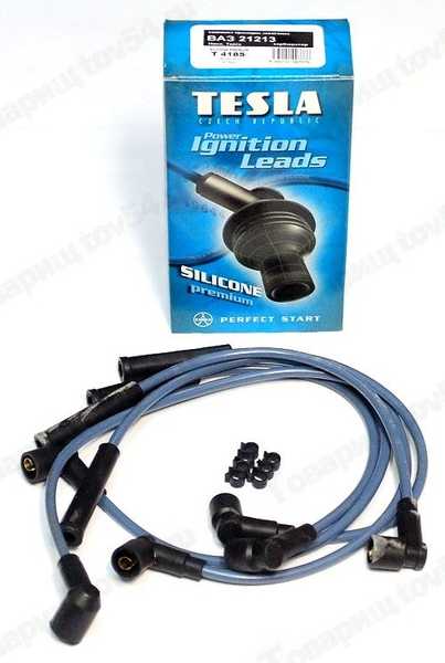 Провода в/в ВАЗ 21213 Тесла синяя силикон <b>Чехия T418S</b> - изображение
