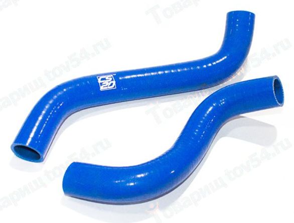 Патрубок радиатора ВАЗ 2123 (2шт) усиленный силикон синий <b>CS-20 06498</b> - изображение