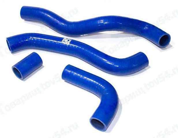 Патрубок радиатора ВАЗ 21082 (4шт) усиленный силикон синий <b>CS-20 06515</b> - изображение