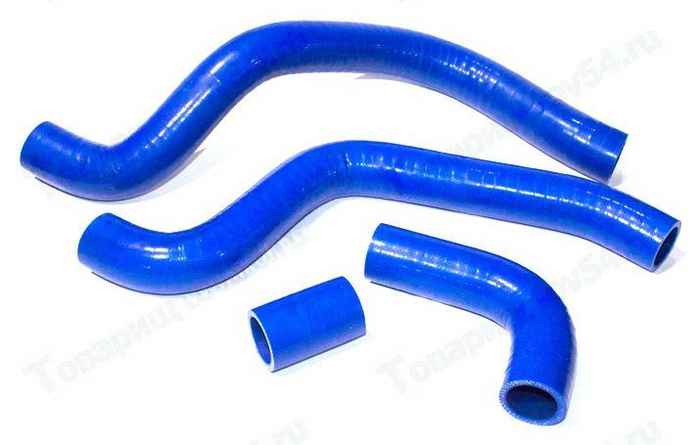 Патрубок радиатора ВАЗ 2112 (4шт) усиленный силикон синий <b>CS-20 06516</b> - изображение