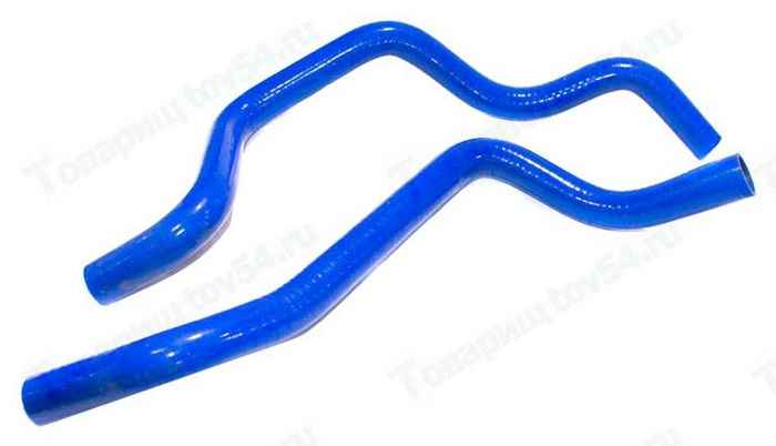 Патрубок радиатора ВАЗ 2190 Гранта АКПП (2шт) усиленный силикон синий <b>CS-20 06892</b> - изображение