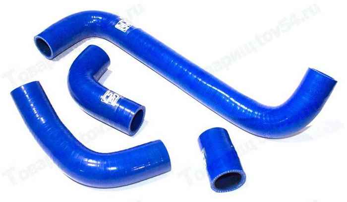 Патрубок радиатора ВАЗ 2101 медн (4шт) усиленный силикон синий <b>CS-20 06923</b> - изображение