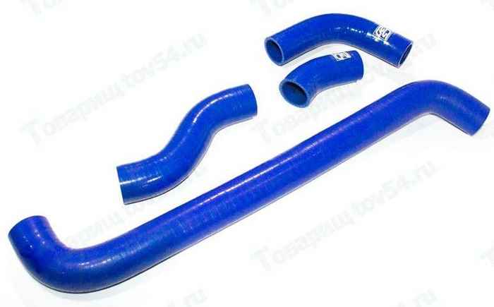 Патрубок радиатора ВАЗ 21213 (4шт) усиленный силикон синий <b>CS-20 07156</b> - изображение