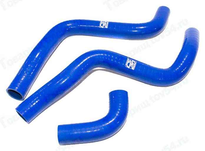 Патрубок радиатора ВАЗ 2170 Приора (3шт) усиленный силикон синий <b>CS-20 10091</b> - изображение