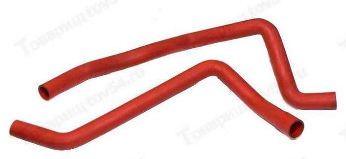 Патрубок радиатора ВАЗ 2190 Гранта АКПП (2шт) красный <b>CS-20 10151</b> - изображение