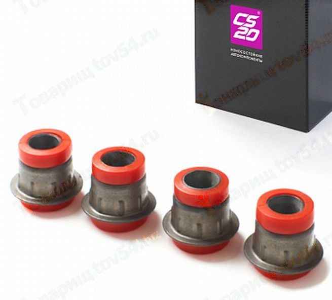 Сайлентблоки ВАЗ 2101 верхние (4шт) усиленные полиуретан красный <b>CS-20 13174</b> - изображение