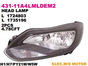 (11-) FOCUS фара лев с рег.мотор внутри черн <b>DEPO 43111A4LMLDEM2</b> - изображение