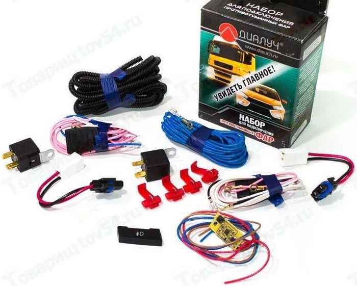 Провода противотуманных фар ВАЗ 2180 VESTA (жгут) полный комплект с платой и тактовой кнопкой в переднюю панель <b>ДИАЛУЧ ПВ273-В</b> - изображение