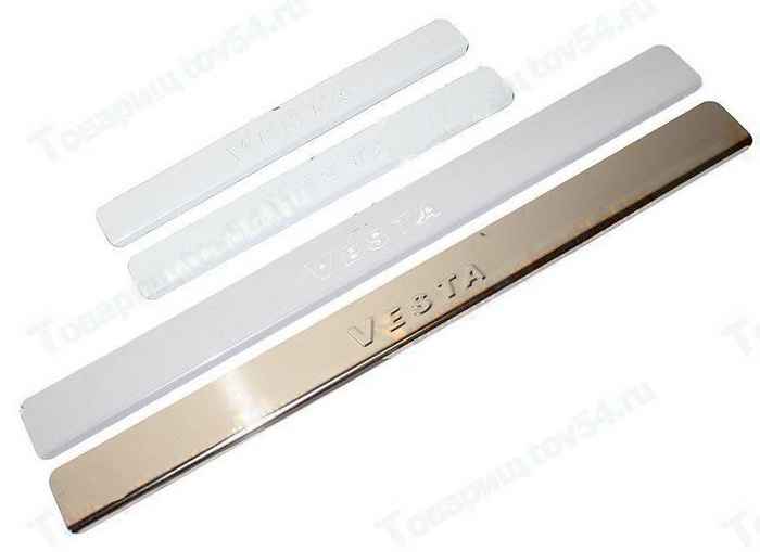 Накладки внутр. порогов LADA Vesta SW 'VESTA' нерж.сталь комплект 4шт <b>DolleX NPS-086</b> - изображение