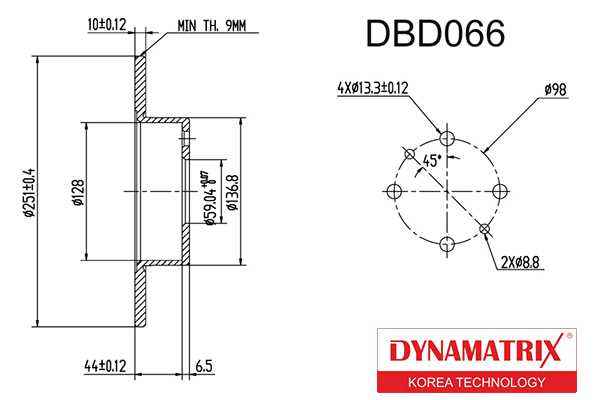 Диск тормозной <b>DYNAMATRIX DBD066</b> - изображение