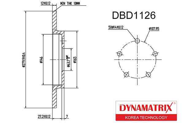 Диск тормозной <b>DYNAMATRIX DBD1126</b> - изображение