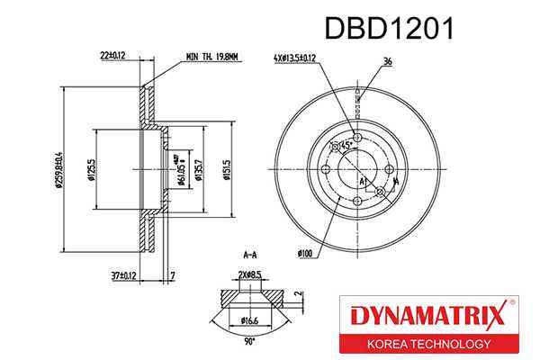 Диск тормозной <b>DYNAMATRIX DBD1201</b> - изображение
