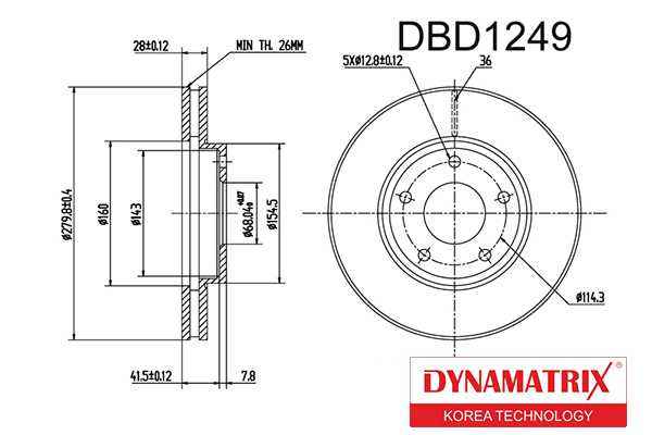 Диск тормозной <b>DYNAMATRIX DBD1249</b> - изображение